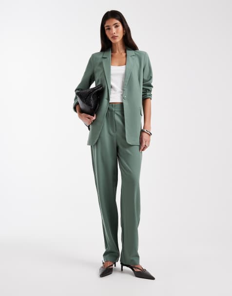 Vero Moda – Gröna, figursydda byxor med raka ben, del av set - view 1