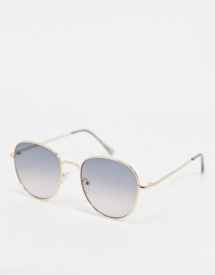 Vero Moda - Guldfarvede runde solbriller med syrenfarvede glas-Hvid