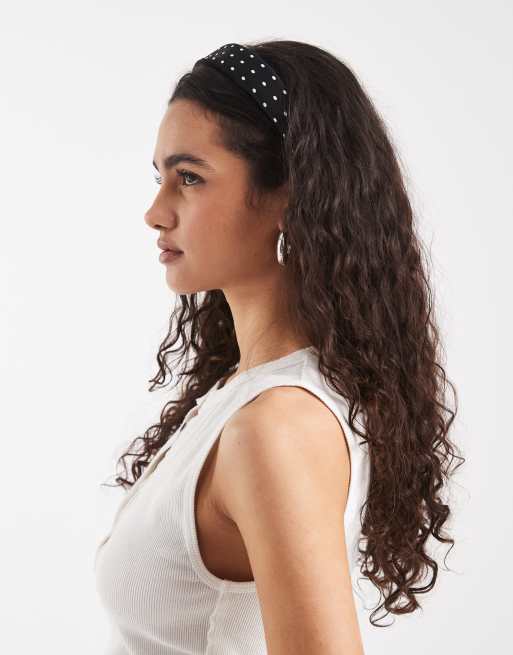 Vero Moda - Haarband met stippen in zwart en crème, 2 van 3