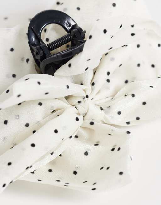 Vero Moda – Haarklammer in Cremeweiß und Schwarz mit Polka Dots, 3 von 3
