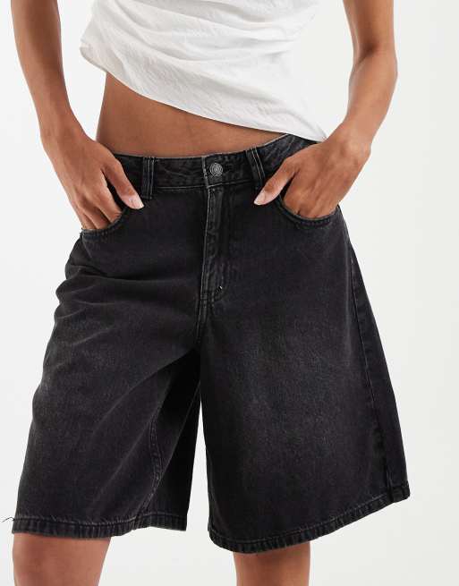 Vero Moda - Hadley - Losvallende denim bermudashort met halfhoge taille in zwarte wassing, 3 van 5