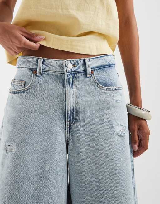 Vero Moda - Hadley - Pantaloncini bermuda di jeans ampi a vita medio alta lavaggio azzurro, 4 di 5