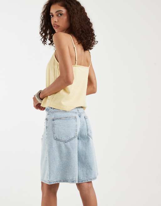 Vero Moda - Hadley - Pantaloncini bermuda di jeans ampi a vita medio alta lavaggio azzurro, 5 di 5