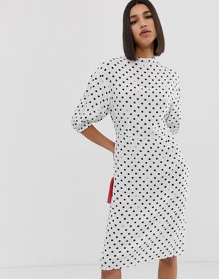 Vero Moda - Halflange jurk met stippen en volumineuze mouwen-Multi