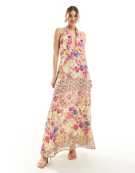 Vero Moda halterneck maxi dress in mixed floral print - view 1