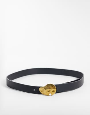 Vero Moda Hammered Buckle Belt In Black