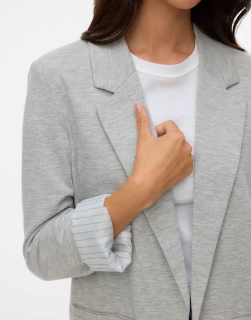 Vero Moda Haruki Blazer in lockerer Passform in hellgrau meliert, 4 von 5