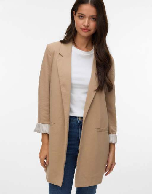 Vero Moda Haruki loose fit blazer in beige, 3 of 5