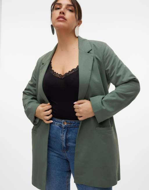 Vero Moda Haruki loose fit blazer in green, 4 of 6