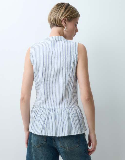 Vero Moda haut sans manches texturé coordonné à rayures bleues, 3 de 5