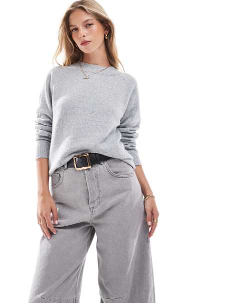 Vero Moda – Hellgrauer Pullover mit Rundhalsausschnitt - view 1