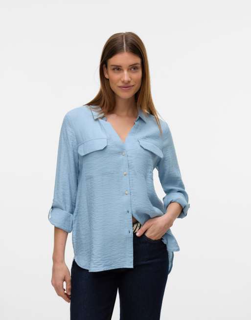 Vero Moda – Hemd in Staubblau