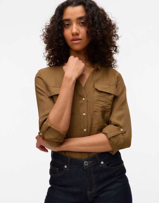 Vero Moda – Hemdbluse in Känguru