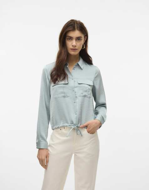 Vero Moda – Hemdbluse in Nebelgrau - view 1