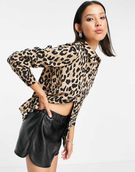 Vero Moda – Hemdjacke aus Cord mit Animal Print
