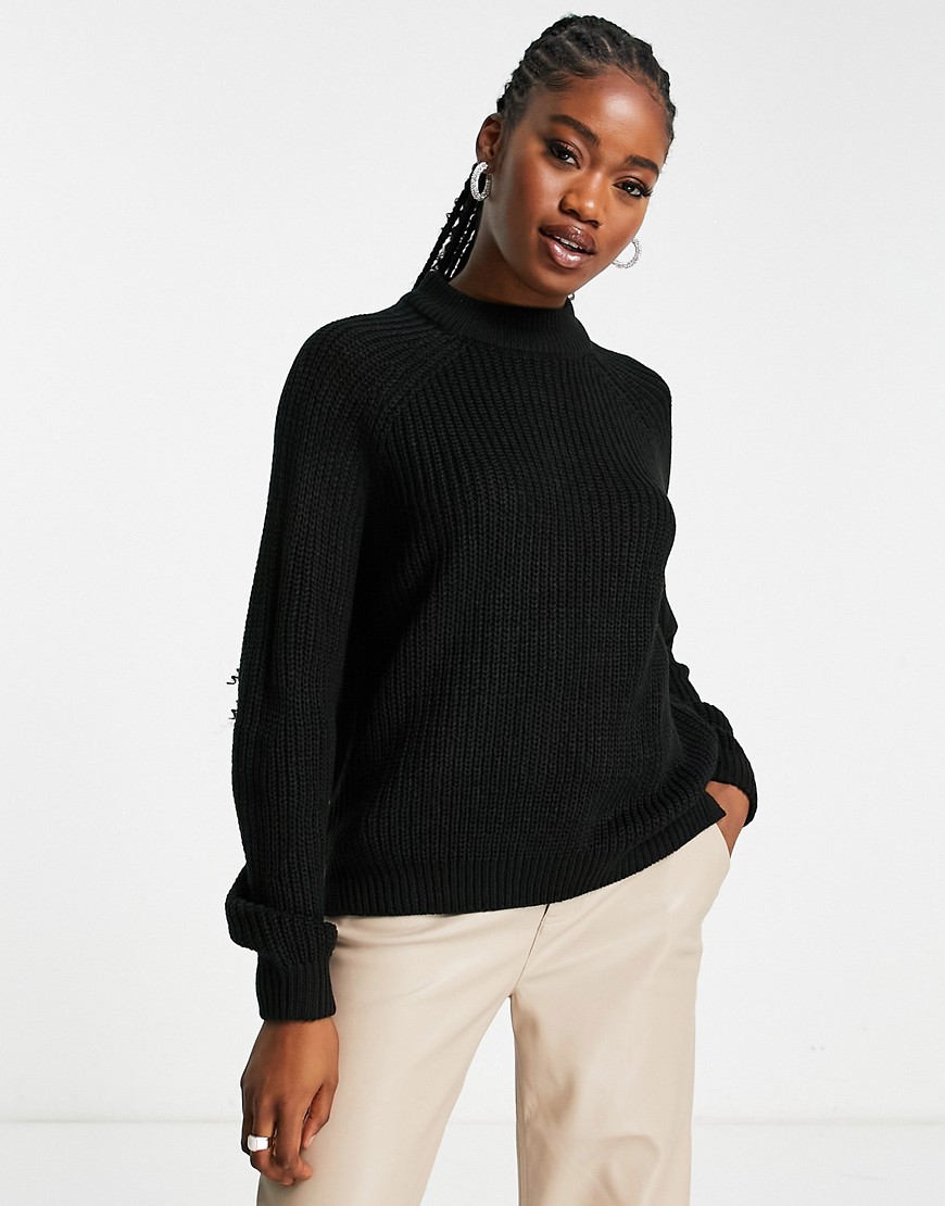 Vero Moda high neck chunky knit sweater in black