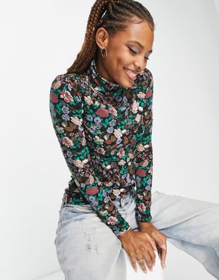 Vero Moda high neck jersey top in all over floral print