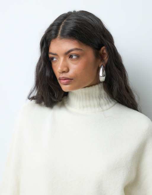 Vero Moda high neck jumper with cape detail in cream, 5 of 5