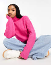 Monki textured knit sweater in purple | ASOS