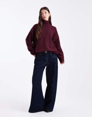 Vero Moda High Neck Knit Sweater With Contrast Tipping In Red