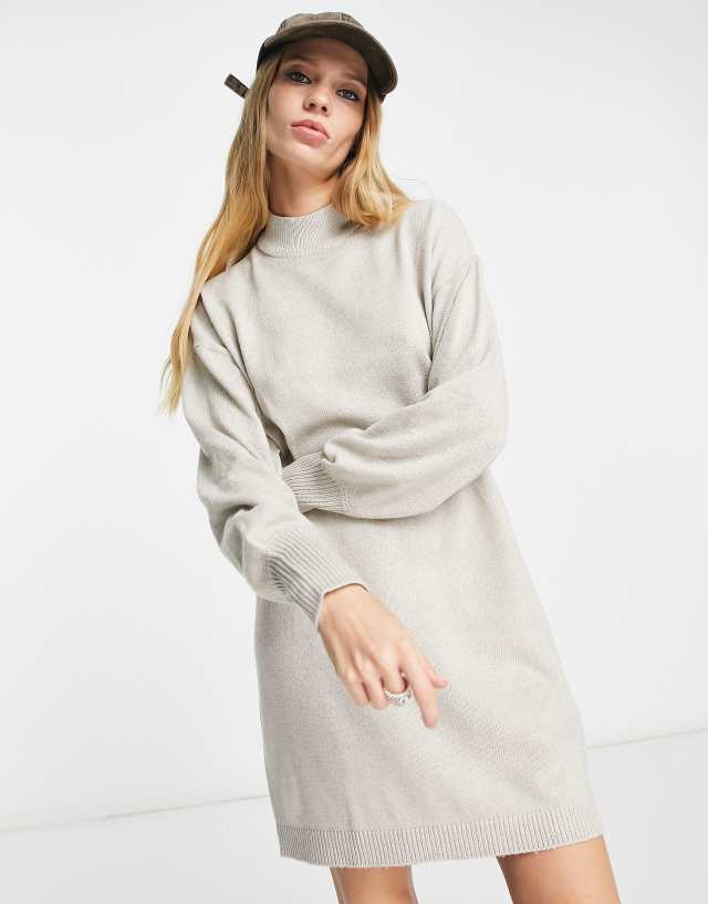 Vero Moda high neck mini sweater dress in birch