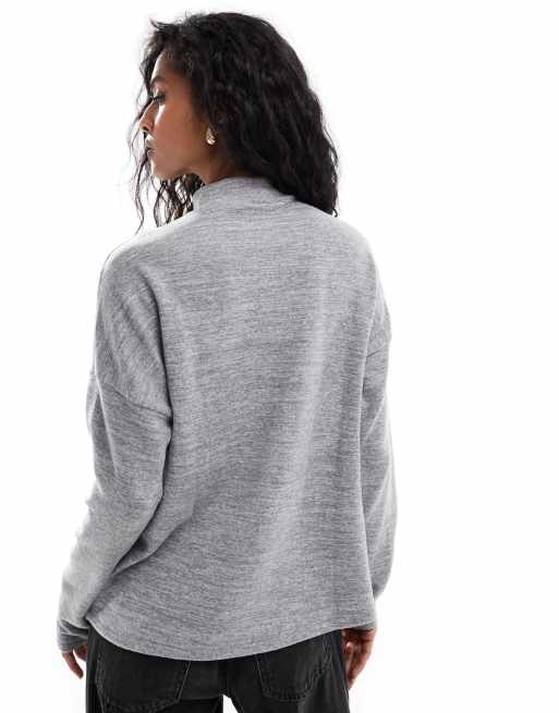 Vero Moda high neck oversized jersey top in light grey melange, 4 of 4