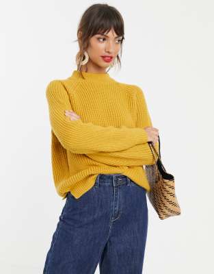 high neck mustard jumper