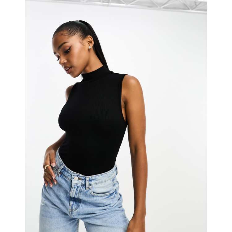 Women High Neck Top - Black