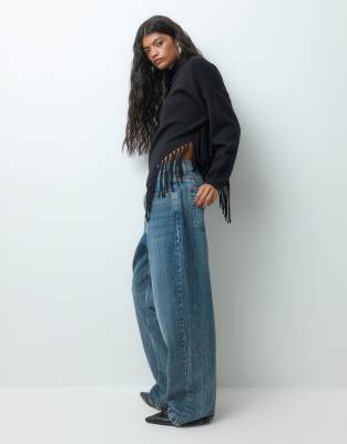 Vero Moda High Neck Sweater With Fringe Hem Detail In Black