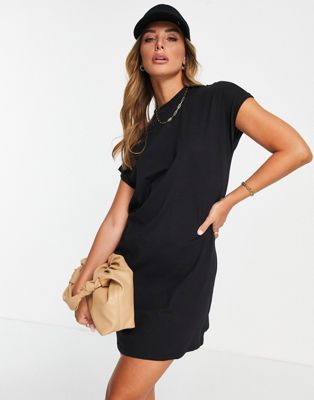 Vero Moda high neck t-shirt mini dress in black | ASOS