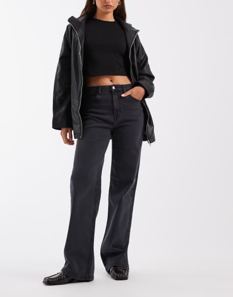 Vero Moda high rise wide leg jeans in black denim - view 1