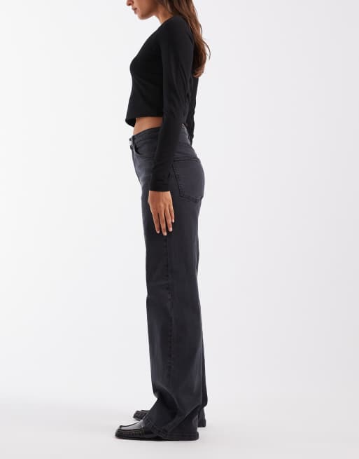 Vero Moda high rise wide leg jeans in black denim, 3 of 5