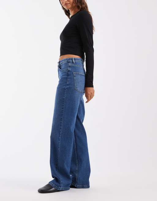 Vero Moda high rise wide leg jeans in medium blue denim, 3 of 5