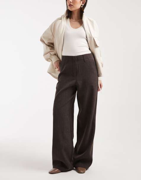 Vero Moda high rise wide leg pants in chocolate melange - view 1