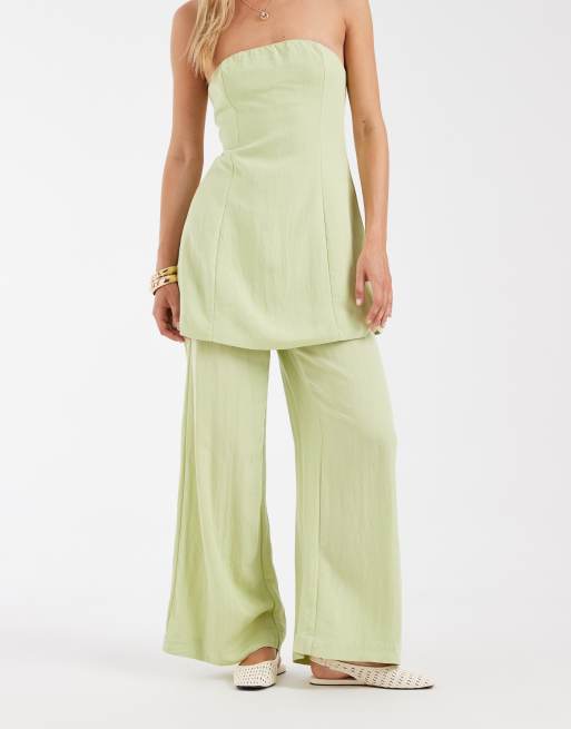 Vero Moda High-Waist-Hose mit weitem Bein als Kombiteil in Grün, 4 von 5