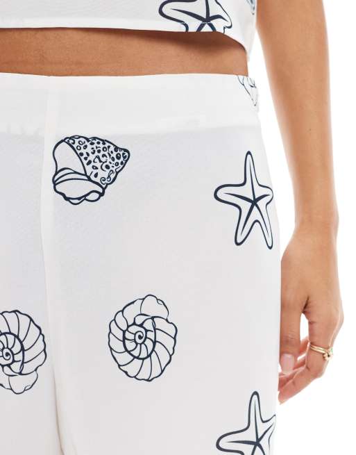 Vero Moda high waist longline shorts in seashell print - part of a set, 5 of 5