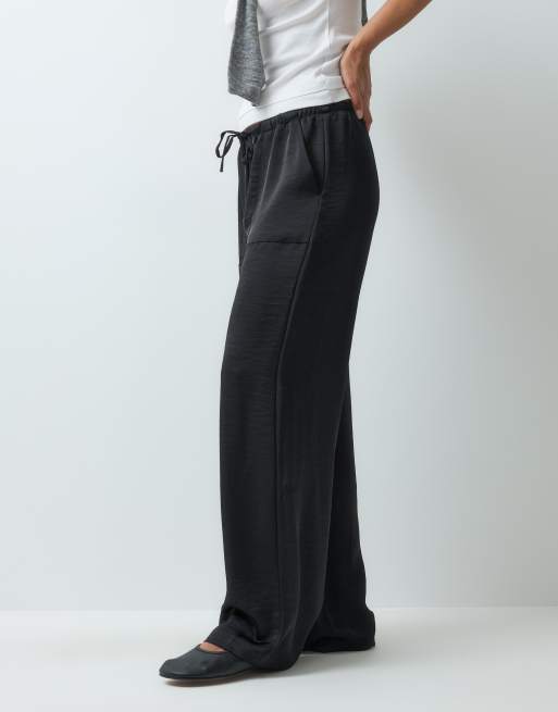 Vero Moda high waist satin loose fit pants in black, 5 of 5
