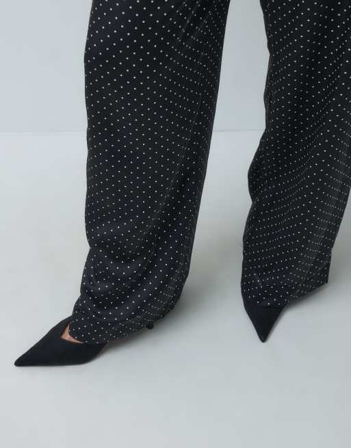 Vero Moda high waist wide leg trouser co-ord in black with white spots, 3 of 5