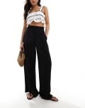 [Vero Moda] Vero Moda high waisted floaty wide leg pants in black S BLACK