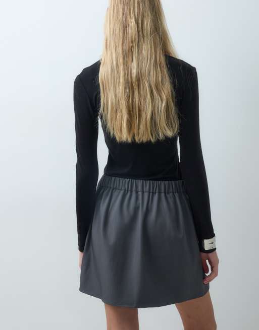 Vero Moda high waisted pleated mini skirt in grey, 2 of 5