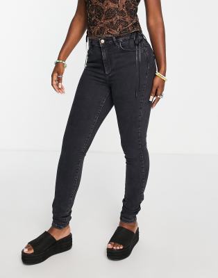 Vero Moda high waisted skinny jeans in dark grey  - ASOS Price Checker