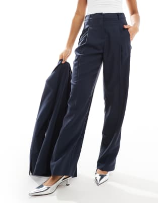 Vero Moda High Waisted Tailored Pants In Navy