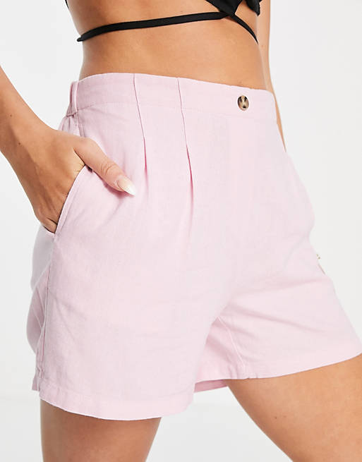 Vero Moda high waisted tailored shorts co-ord in pink