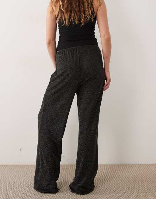 Vero Moda high waisted wide leg glitter pants in black, 5 of 5