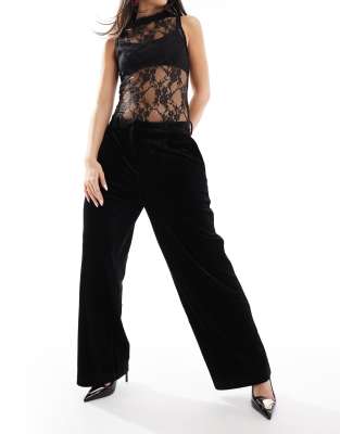 Black Velvet High Waist Trousers, Black Trousers, High Waist Wide Black cheapest Trousers, Black Trousers, Black Velvet Trousers, High Waist Trousers