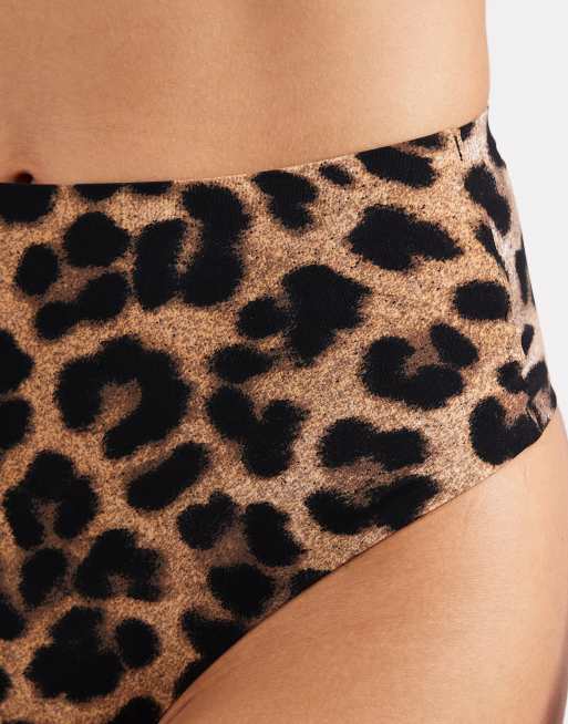 Vero Moda - Højtaljede G-strenge i sort og med leopardmønster i pakke med 2 par, 2 af 4