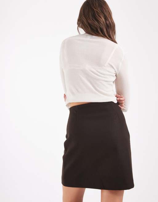 Vero Moda hoch geschnittener strukturierter Minirock in Schokobraun, 5 von 5