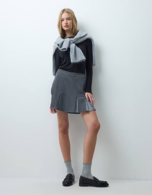 Vero Moda hoch taillierter Plisseerock in Grau, 5 von 5