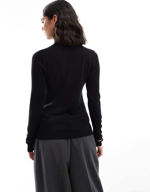 Vero Moda – Hochgeschlossener Strickpullover in Schwarz, 3 von 4