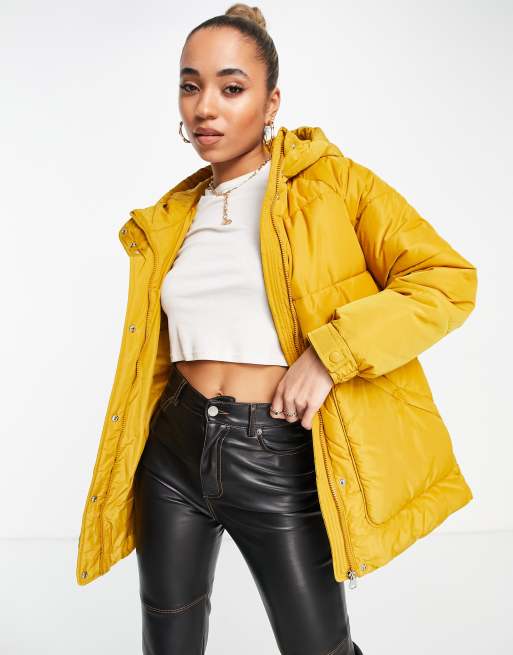 Vero Moda hooded padded jacket in yellow | ASOS